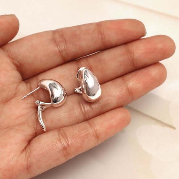 Sterling Silver Omega Back Earrings for Women Stud Jewelry Gift - Picture 3 of 8